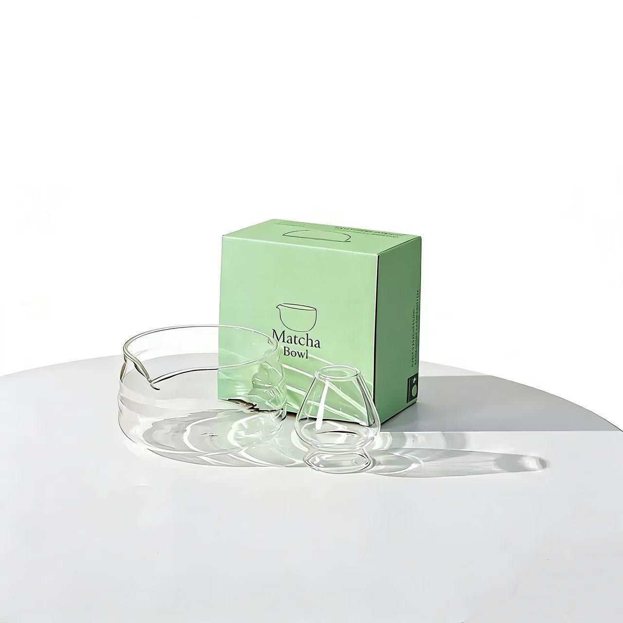 Elegant Transparent Glass Matcha Bowl with Integrated Whisk Rest - Aoohealth