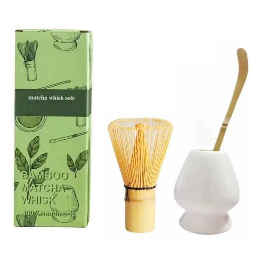 Handmade Bamboo Matcha Set - Whisk, Scoop & Holder - Aoohealth